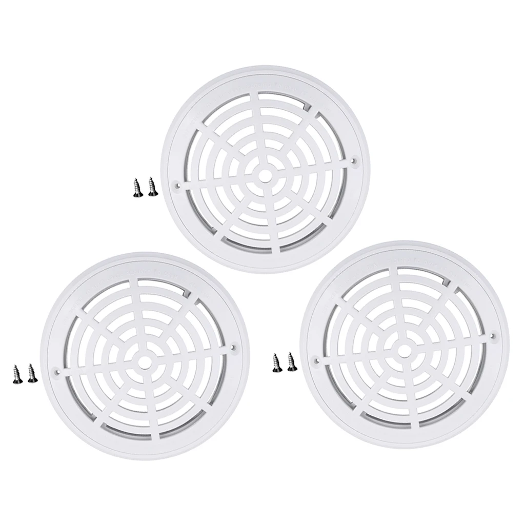 3 Pack 8inch Durable Dual Replacement Cover Main Bottom Drain for Swimming Pool In Ground & Above Ground Accessory with Screws