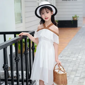 

Girls 'Dress Summer Big Girls Sleeveless Dress New Teenage Girl Beach Princess dress Children's Chiffon Dresses Bohemian Style
