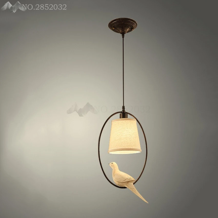 

LFH Iron Pendant Lights Loft Country Cloth Lampshade Restaurant Bedroom Living Room Birdcage Pendant Lamp Hanging Light Fixture