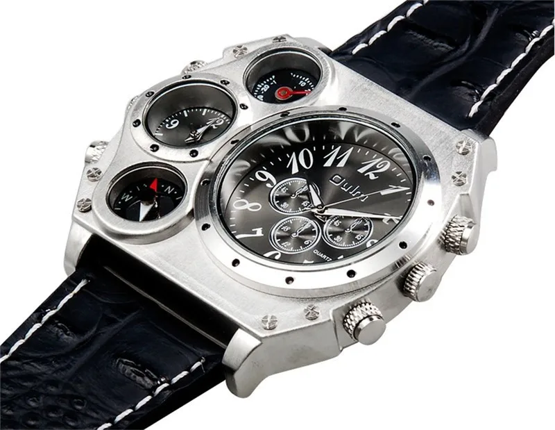 Dual Movement Oulm Watch Men Sports Military Compass Watch
