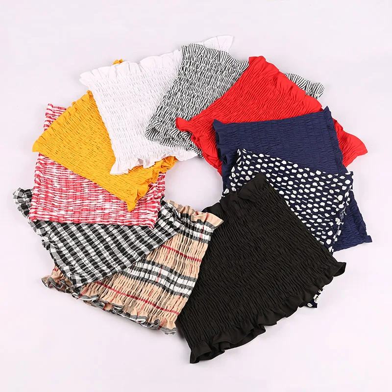 InstaHot 10 Color New Design Ruched Sexy Tube Tops Sleeveless Bustier Beach Style Club Elastic Cropped Tank Tops 2018 Brand Girl