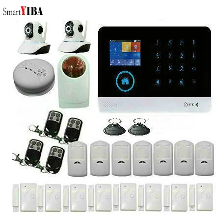 SmartYIBA WIFI/GSM//GPRS intranet alarm system APP /SMS/voice monitoring remote control RFID cards and wireless detector Alarm