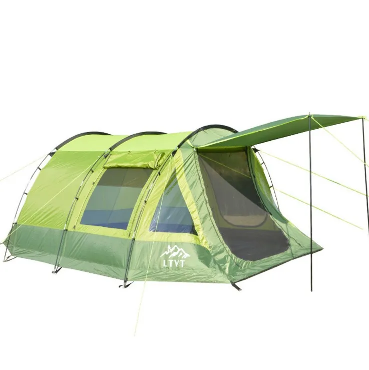 Large tunnel tents anti rain 2 rooms camping tent 5 8 person outdoor 2