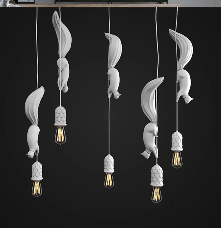 Nordic Resin Squirrel Led Pendant Lights Modern Industrial Hanging Animal Lamp25