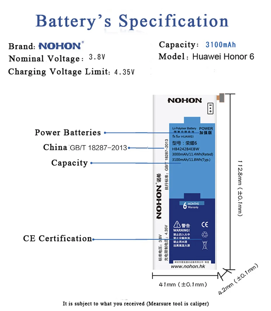 NOHON HB4242B4EBW HB366481ECW Аккумулятор для Huawei Honor 6 6plus 7 8lite Honor 9 Lite P9 P10 Lite замена мобильного телефона батарея для телефона