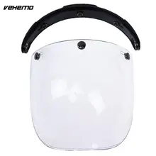 Motorcycle Helmet Lens Wind Bubble Shield Visor Mirror With 3 Snaps Base