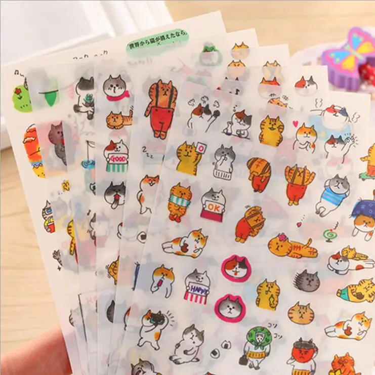 

6sheets/pack A Variety Of Styles PET DIY Children Sticker Animal Decoration Diary Stickers Office School Supplies