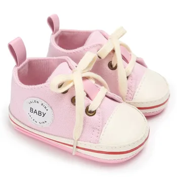 

Baby Shoes Winter 2017 Infant Tollder Canvas Crib Shoes Lace-up Baby Boys Girls Sneaker Prewalker 0-18M