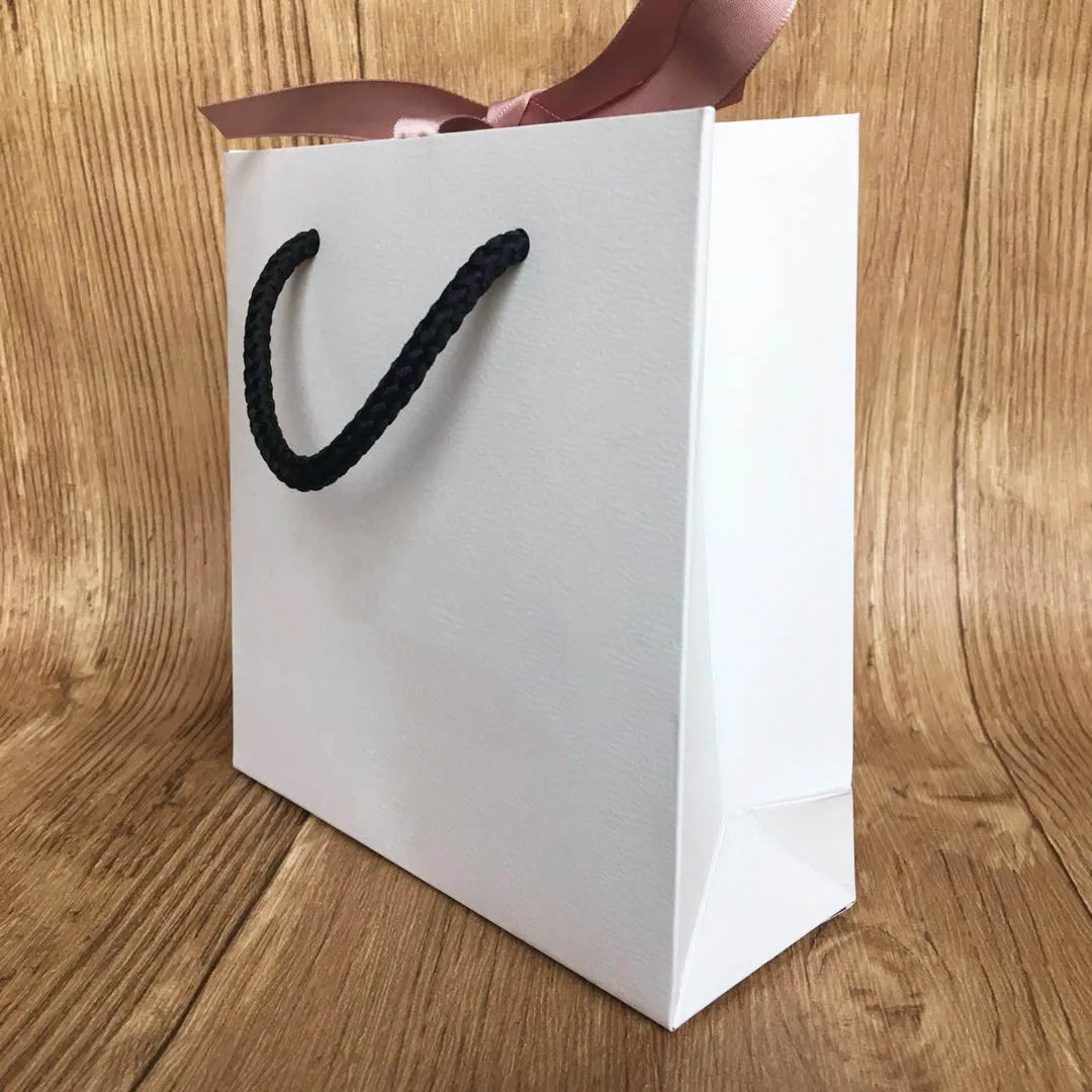 

10pcs/lot Paper Bag For Bracelet Necklace Box Set Women Original Pandora Jewelry Bead Charm Pink Ribbon Outer Packaging