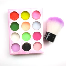 2 товара Дизайн ногтей Kit 12 Цвет резьба акриловые Порошок УФ акриловых ногтей украшения Порошок 1 шт. ногтей украшения пыли Щётка акриловая пудра порошок ногти акриловая пудра для ногтей кисть для акрила