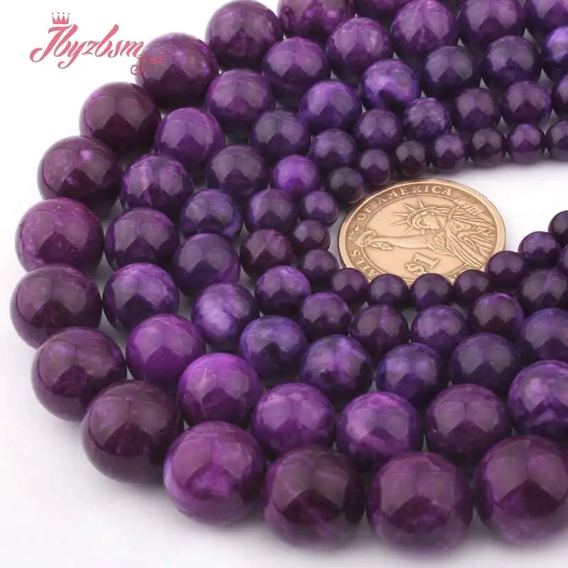 Гладкие Круглые Бусины Charoite Jades незакрепленные каменные бусины для