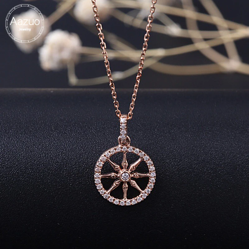 

Aazuo Real Diamonds 100% 18K Rose Gold Fashion Channeling Pendent With Chain Necklace gifted for Women Wedding Au750