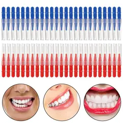 Щетка 50 шт зуб палочки Flossing Head стоматологический для ротовой полости уход за деснами зубочистка красный и синий