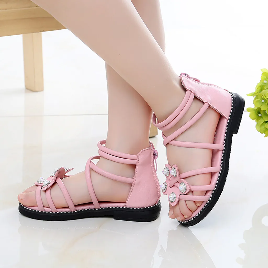 Летняя обувь для маленьких девочек; детские сандалии для малышей; детские сандалии принцессы с жемчужинами и цветами в римском стиле; Повседневная обувь;#3
