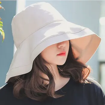 

Summer Casual Foldable Sun Hat Unisex Solid Anti-UV Big Wide Brim Breathable Outdoor Beach Flat Hats Holiday Sun Floppy Hat girl