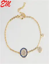 Gold Color Plated Gold Bracelet For Women Blue Micro Pave Fine Jewelry Banquet Accessories Birthday Gifts AAAA