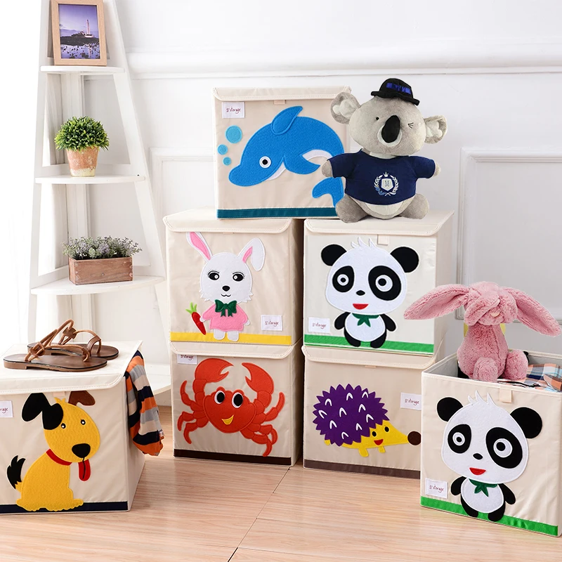

New cartoon Non-woven fabric Folding Embroider Large Storage Box for kid Toys Storage organizer clothes Cosmetics storage bins