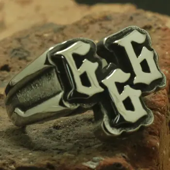 

Size 8 To size 15 Men Boy 316L Stainless Steel Cool Punk Gothic Cool 666 Ring Factory Price