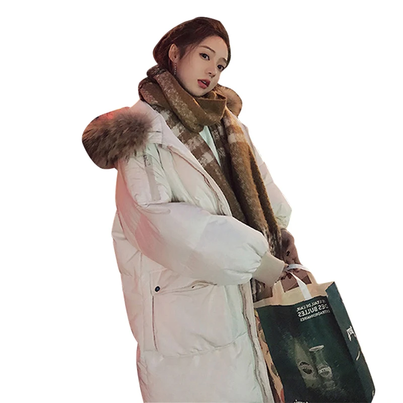 Mode Capuchon 2018 D'hiver black Nouveau Manteaux Long Survêtement Et Veste Col Parkas À Fourrure Femelle Chaud White Épais De Manteau Parka Femmes Grand Xq6Bx76