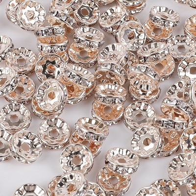 6mm Gold Silver Color Crystal Beads Rhinestone Rondelles Loose Spacer Beads for Jewelry Making DIY Bracelet
