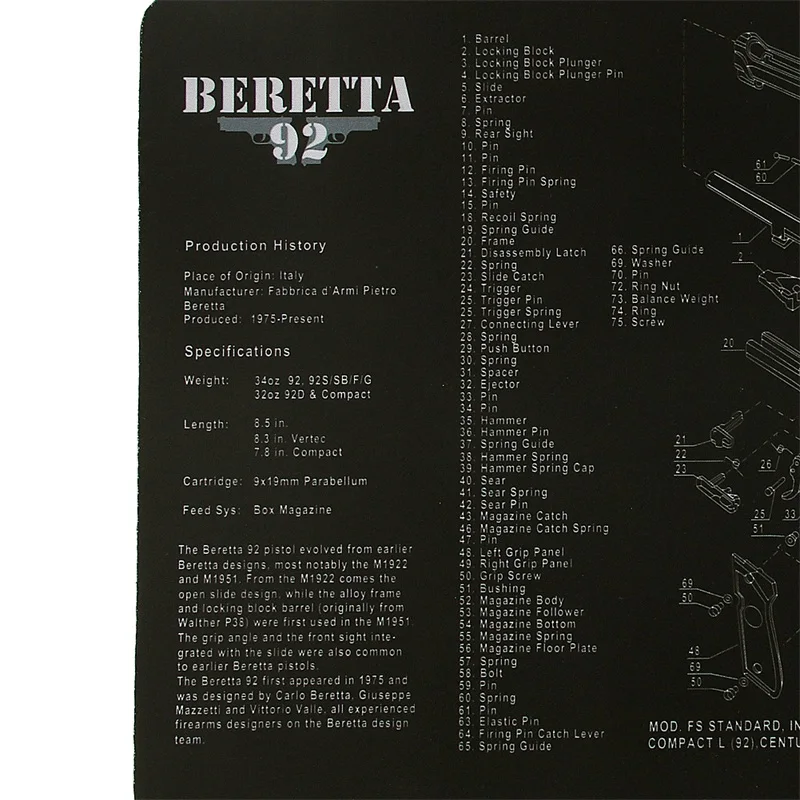 Beretta 92 Cleaning Bench Mat Hunting Accessory RL37-0088 (3)