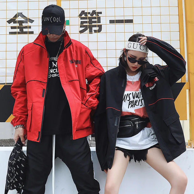 Весенняя Мужская ветровка в стиле хип хоп Harajuku красная желтая куртка на молнии