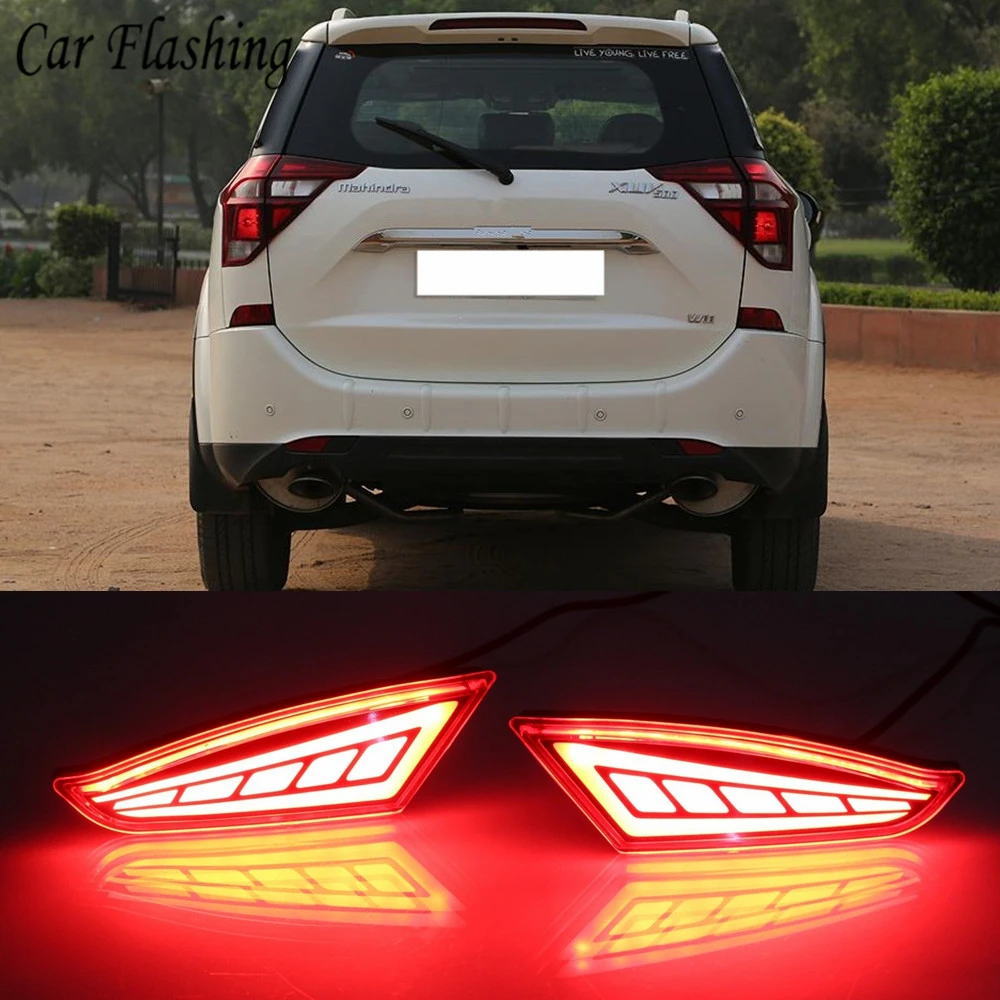 

Car flashing 2pcs For Mahindra XUV500 LED Rear Bumper Reflector Lamp Driving Light Braking Light Rear Fog Lamp 12V Waterproof