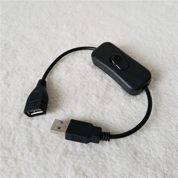 

100pcs/lot USB Type A Male to Female Extension Power Cable with On-Off Switch Button Black 25cm