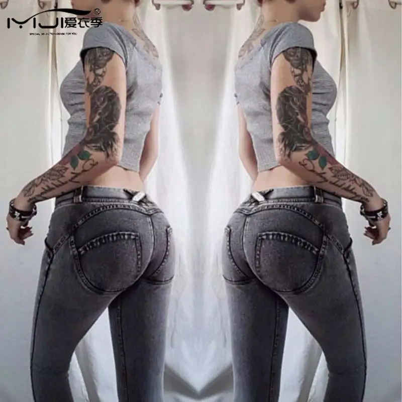 Cool Denim Jeans For Girl Low Waist Pearl Jeans For Women Push Up Ripped Freddy Jeans