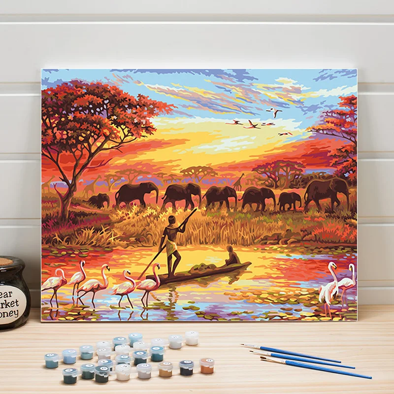 

Coloring By Numbers For Adults Landscape Acrylic,Paint Painting By Number Animals Canvas Pictures For Living Room Wall 40x50cm