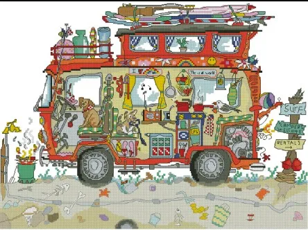 

Top Quality lovely counted cross stitch kit bothy threads Cut Thru' Camper Van