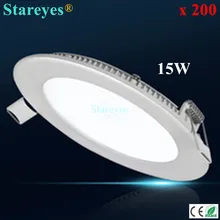 200 шт. круглые светодиодные панели 15 Вт AC90-265V 2835 SMD лампы прожекторы светодиодные светильники потолочный светильник