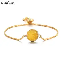 ShinyGem, модные, друзы, кристалл, браслеты с подвесками, Круглый, натуральный, счастливый камень, браслет, Золотая цепь, камень рождения, любовь, браслеты для женщин
