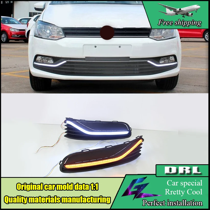 High quality Car Styling DRL For VW Volkswagen Polo 2014 2015 2016 LED