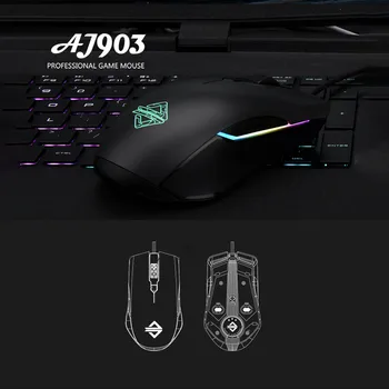 

Ajazz AJ903 Wired Gaming Mouse 16000 DPI RGB Lighting Mice 32bit 50G Acceleration Customized Macro Programming PC Gamer Mouse#20
