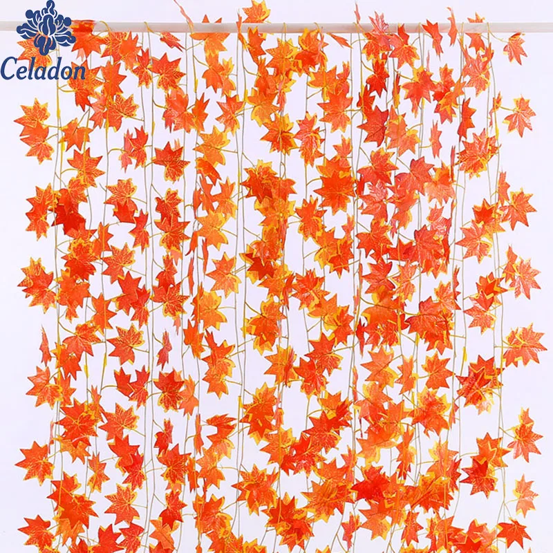 Hot Selling!! 2.3m Windowill Autumn Leaves Garland Maple Leaf Vine Fake Foliage home garden Decoration
