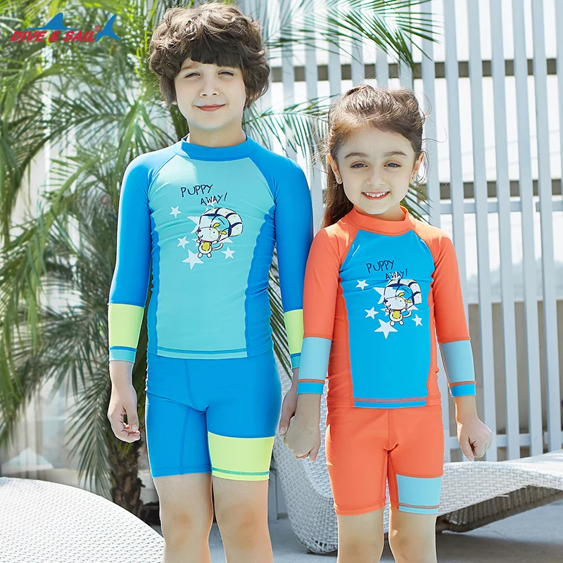 Baby Toddler Boys Two Pieces Swimsuit Set Boys Bathing Suit Rash Guards with Hat UPF 50+