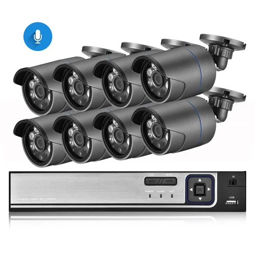 AZISHN H.265 8CH 4MP POE камера безопасности система NVR комплект аудио запись ip-камера ИК Открытый IP66 CCTV видео наблюдение NVR комплект - Цвет: 8CH NVR and 8 Camera