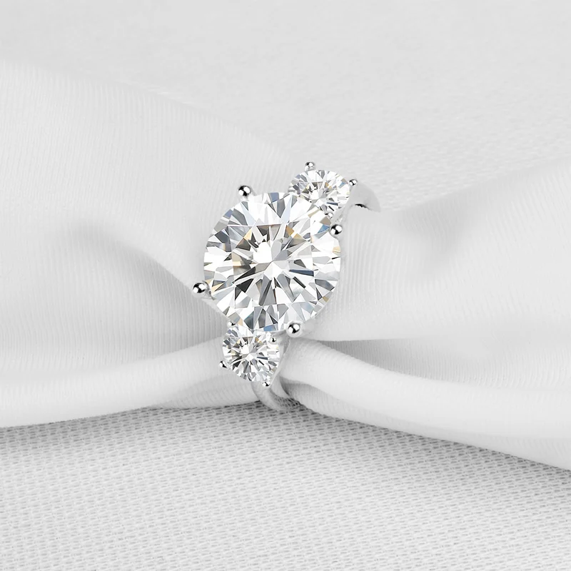 QYI 5 ct классические обручальные кольца 925 пробы серебряные круглые Sona Имитация