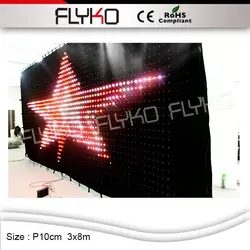 Flyko этап P10cm led vision занавес вход flash, текст, фильм и изображение полный цвет