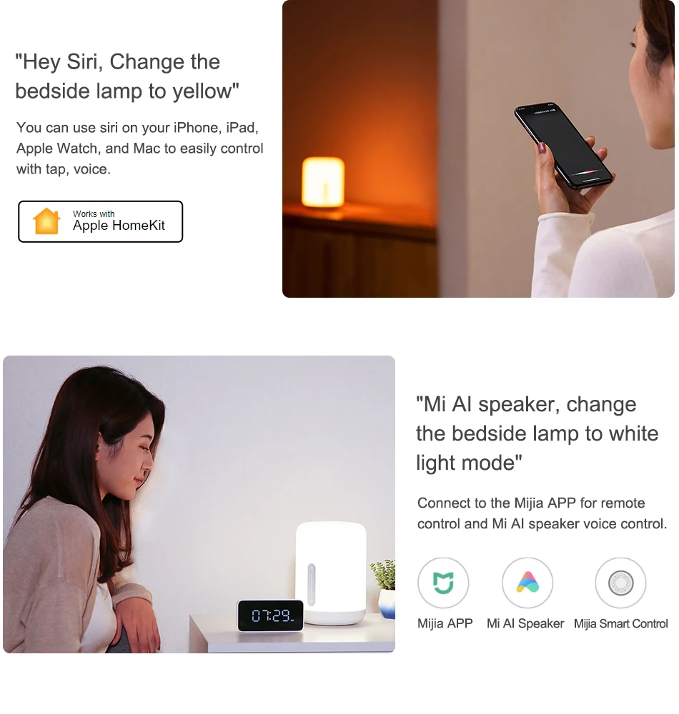 Xiaomi Mijia прикроватная лампа 2 смарт настольная лампа светодиодный ночной Светильник Красочные 400 люмен Bluetooth WiFi сенсорный Управление для Apple HomeKit Siri
