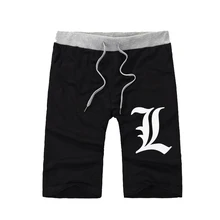 Японские Аниме смерти Note шорты мужские повседневные летние короткие спортивные брюки дышащии эластичные для талии шорты подростковые хлопковые короткие брюки