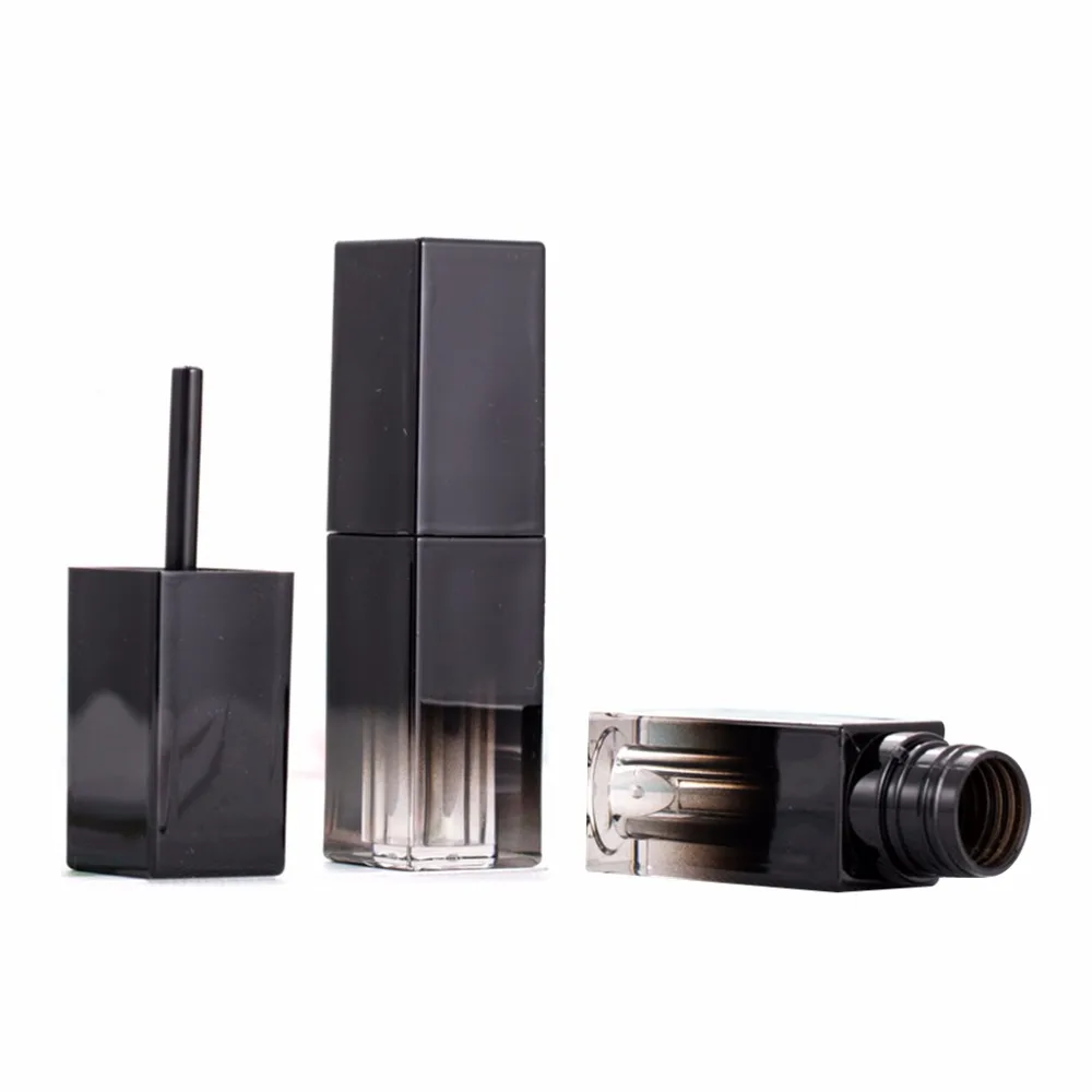 

Rectangular Shape Empty Clear Lip Gloss Container Gradient Black Color Lip Balm Lipstick Tubes Refillable Travel Bottle 1Pc