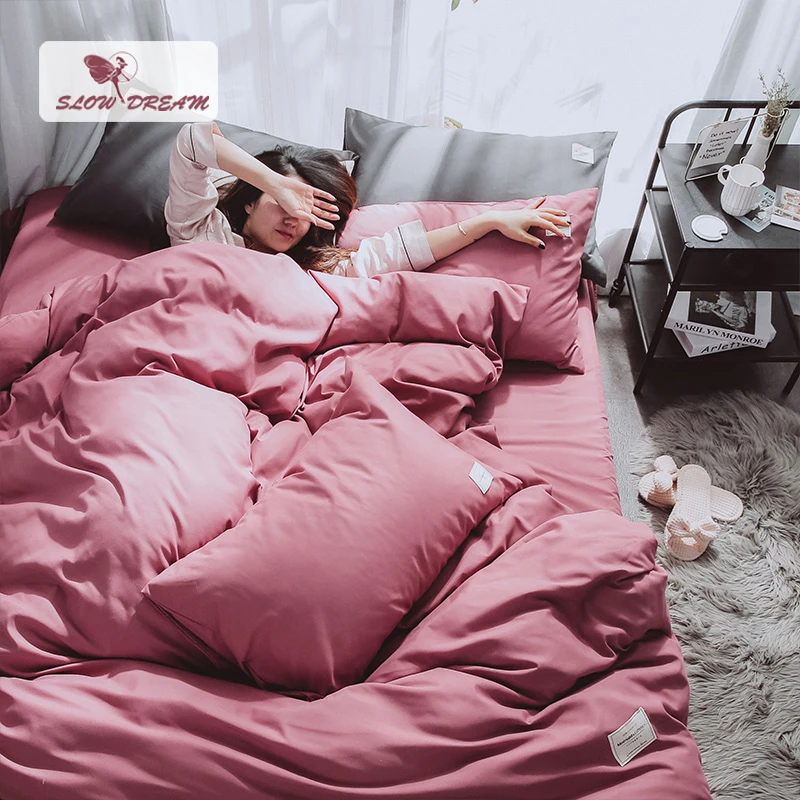 

SlowDream Double Bedding Set Birthday Gift Bed Linens Flat Sheet Red Japan Style Decor Home Flat Sheet Nordic Duvet Cover Set