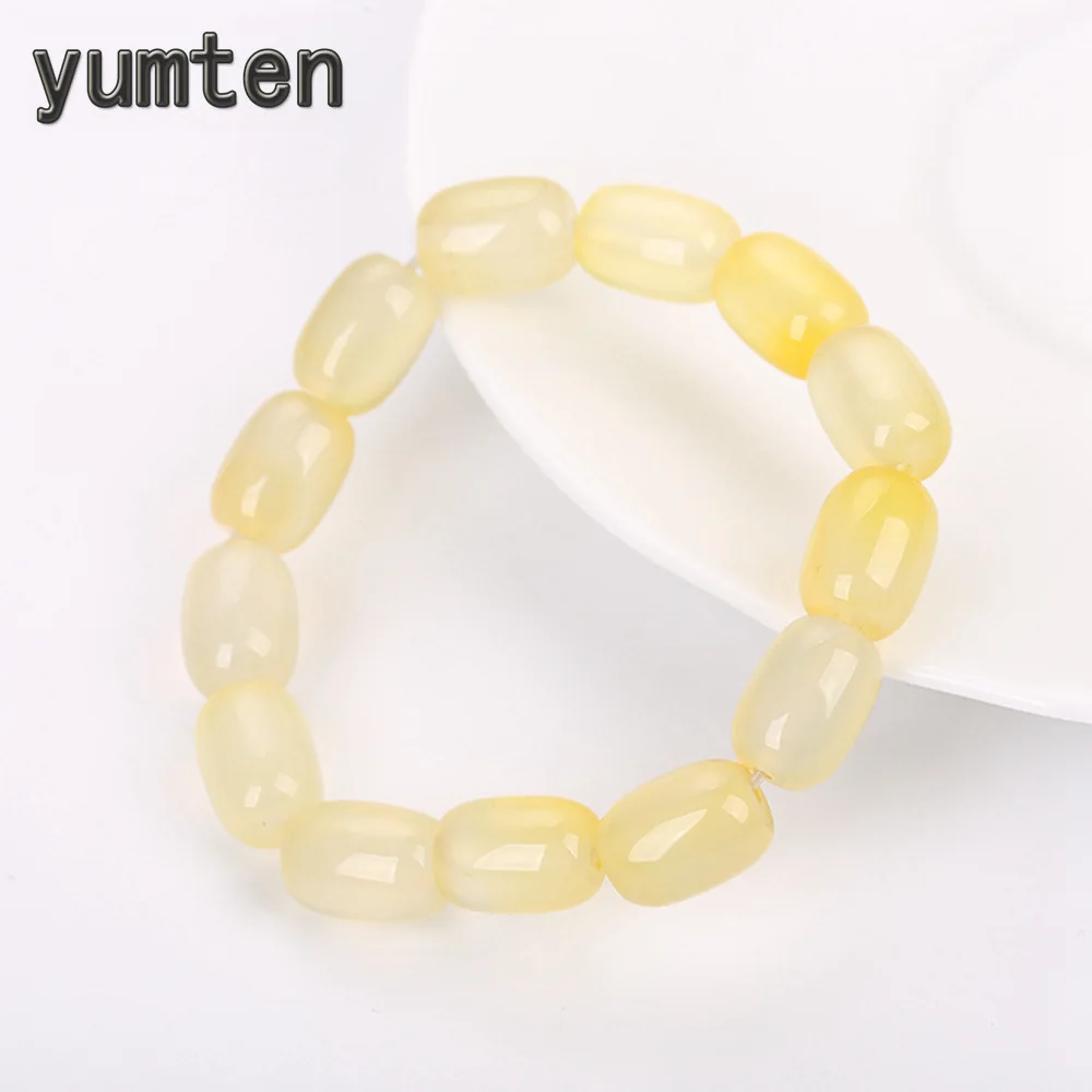 

YUMTEN Natural Citrine Bracelet Women Yellow Barrel Beads Stone Crystal Stretch Bracelets Men Potent Loves Gift Charm Jewelry Ji