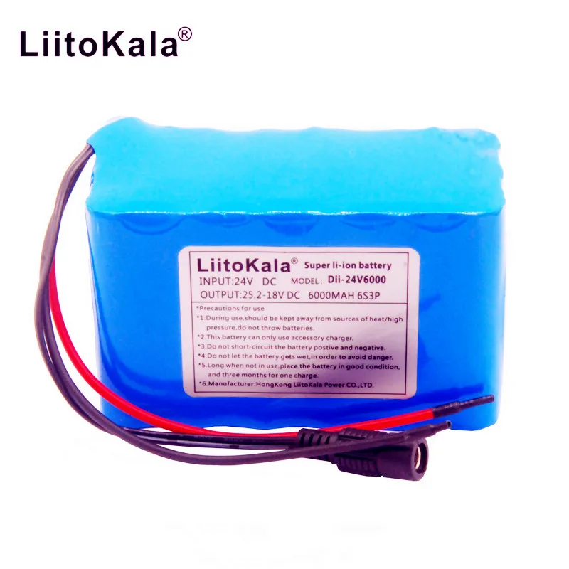 HK 6S3P LiitoKala 24V 6Ah батарея 25,2 V 18650 6000 mAh аккумуляторная батарея для gps-навигатора/тележки для гольфа/электрической Bic