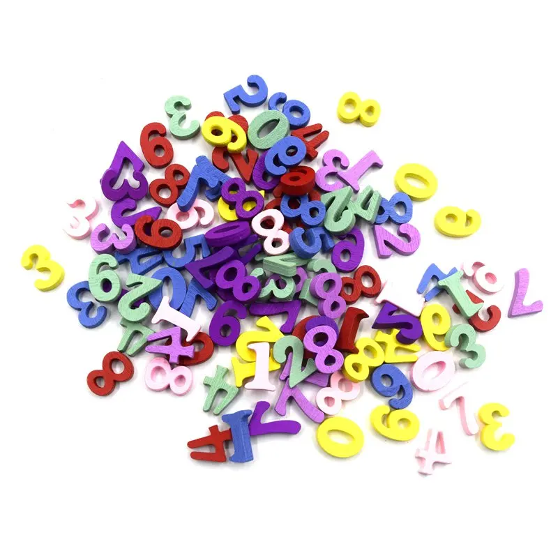 

100Pcs/pack Colorful Wooden number Wooden Alphabet Wall Decorative DIY Scrapbooking For Home And Party Decoration