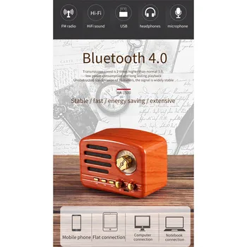 

Retro Bluetooth Wireless Speaker Loudspeaker Subwoofer TF U Disk AUX FM With Mic stereo Music surround Outdoor Speaker E1#
