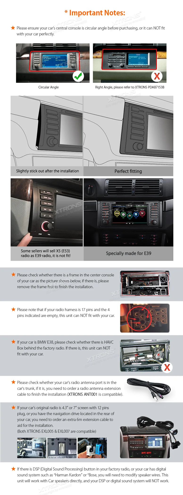 Flash Deal XTRONS 7" HD Car DVD Player 2 din Radio DAB+Canbus GPS Navigation For BMW 5 Series E39 M5 1999-2003 / 7 Series  E38 1994-2001 3