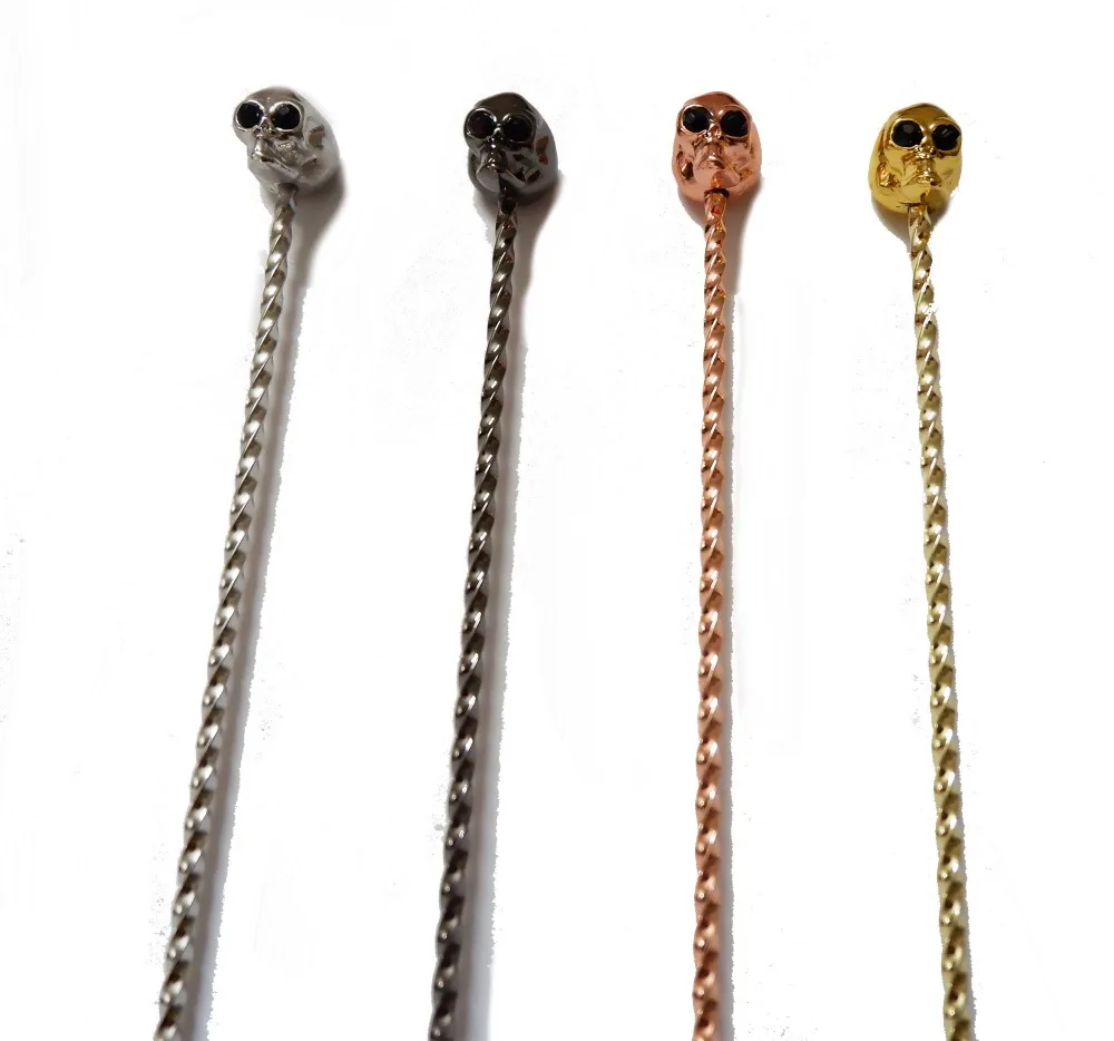 

Free Shipping Skull Barspoon Cocktail Bar Spoon Stainless Steel Mixing Cocktail Spoon, Spiral Pattern